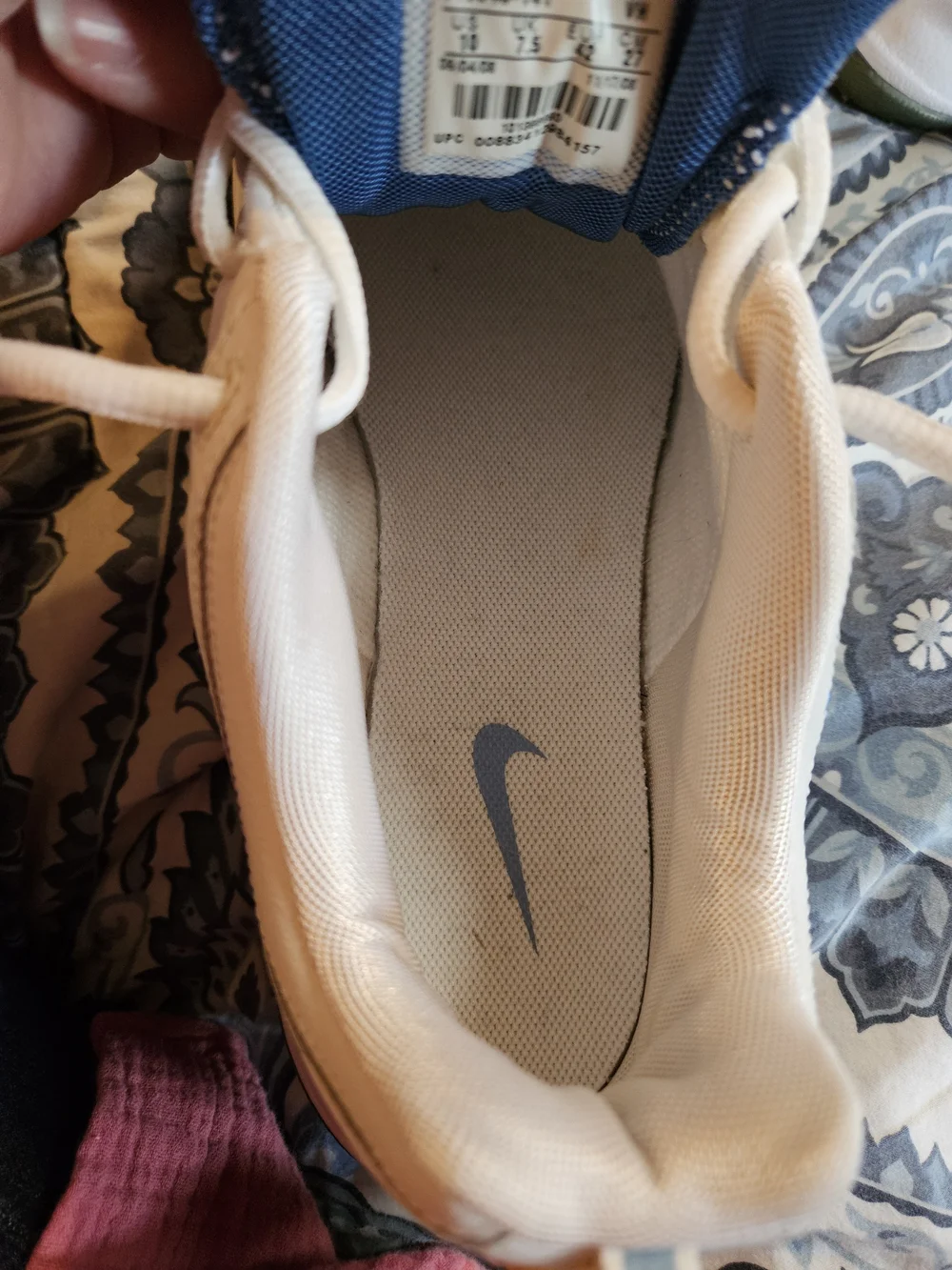 Nike White Leather Sneakers with Blue Swoosh